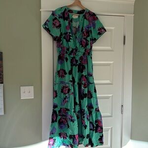 Anthropologie Somerset dress, 1X, green floral print